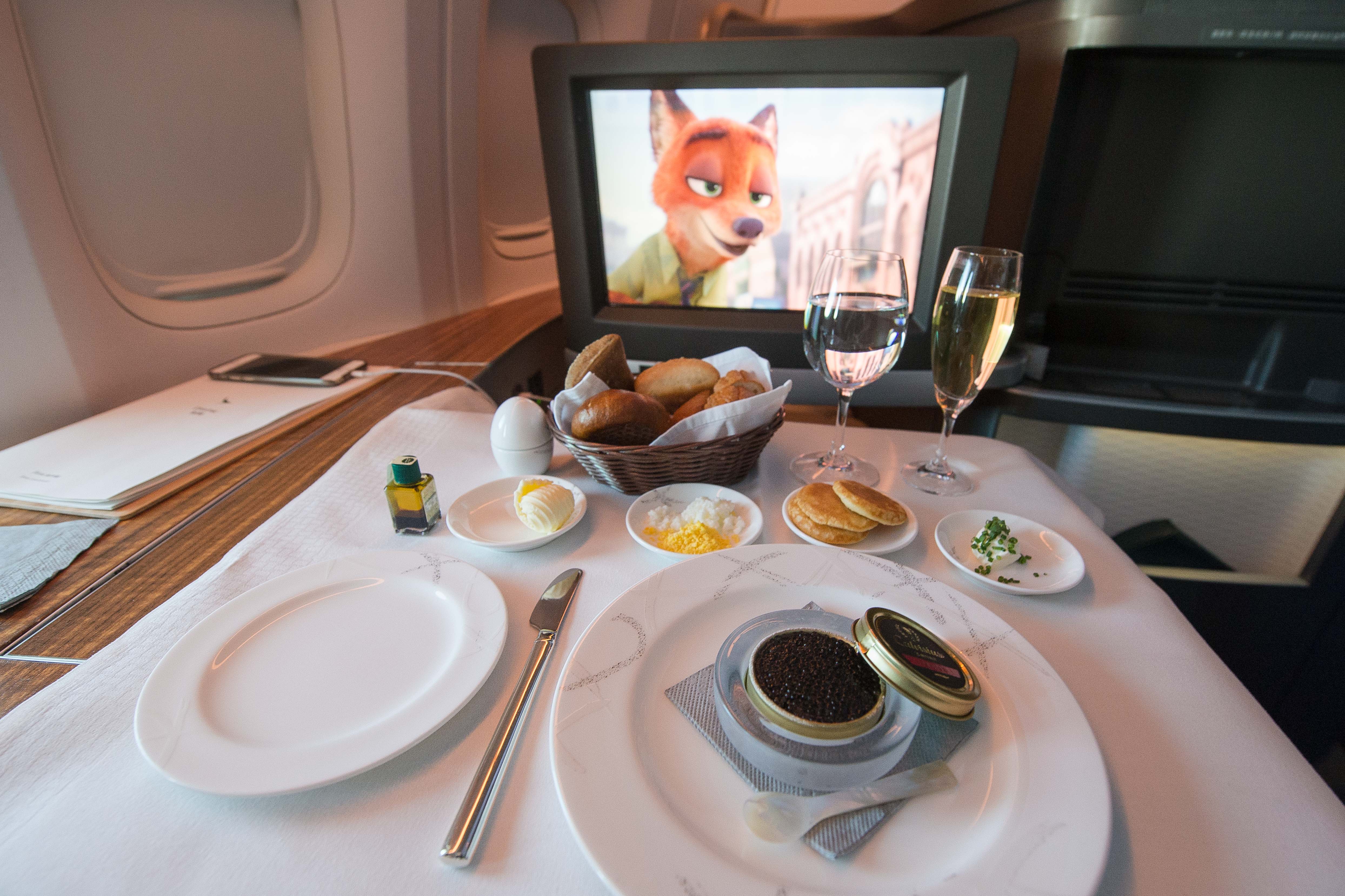 Cathay Pacific 77W First Class Caviar