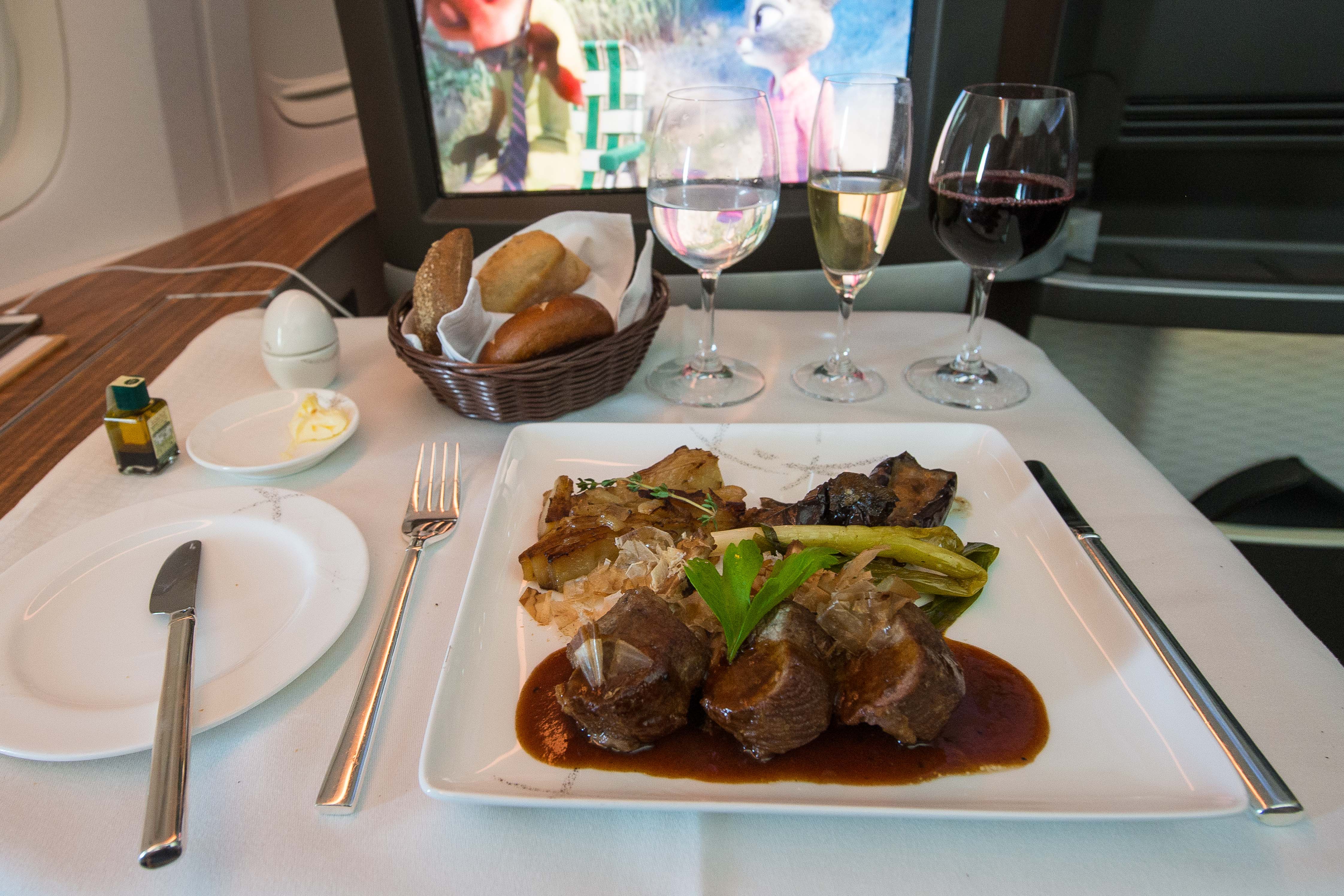 Cathay Pacific 77W First Class Lamb