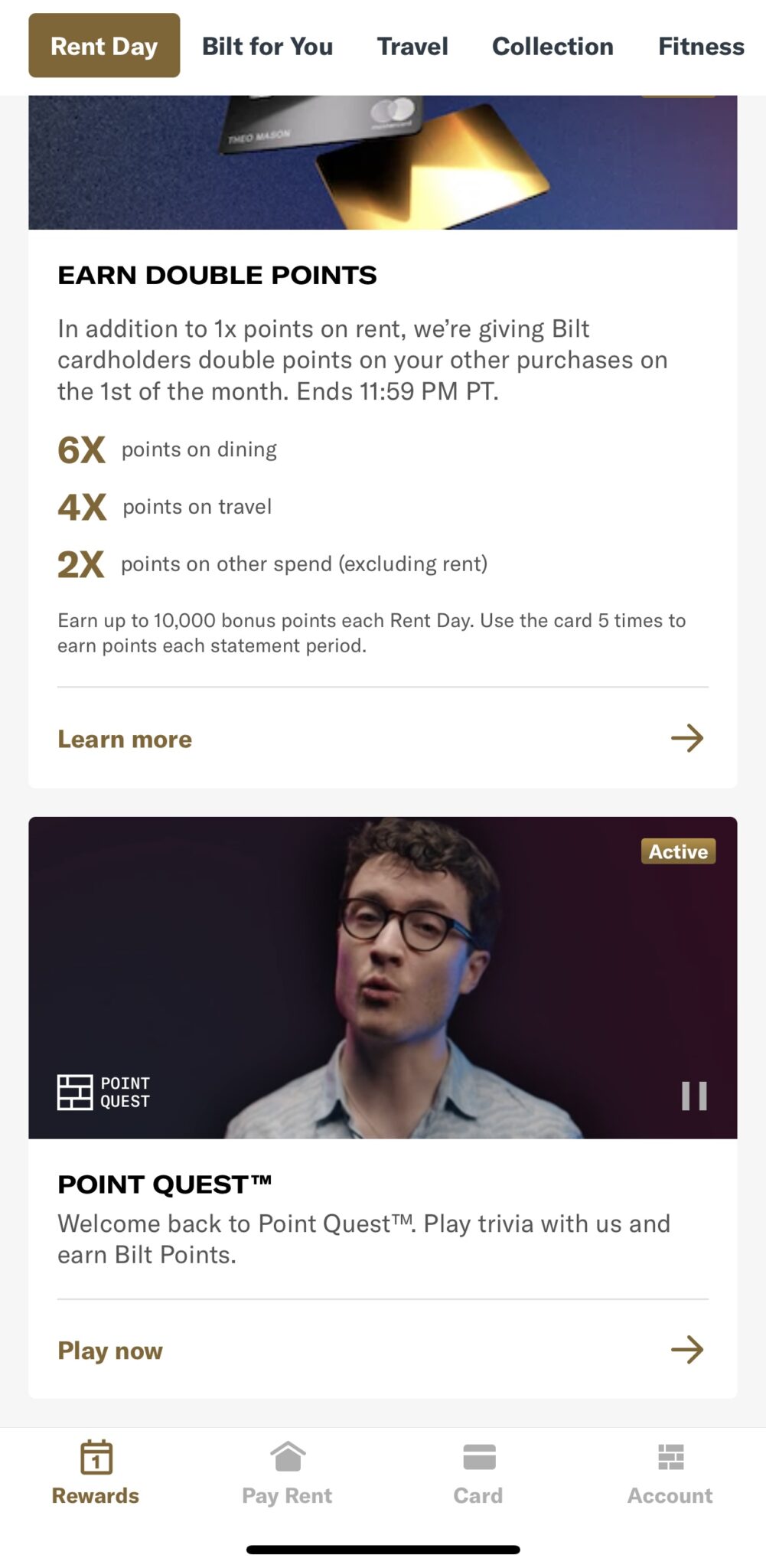 Bilt Rent Day 活动【2023.11 更新：Points Quest 活动；转点到 EK 75 Bonus】 美国信用卡指南