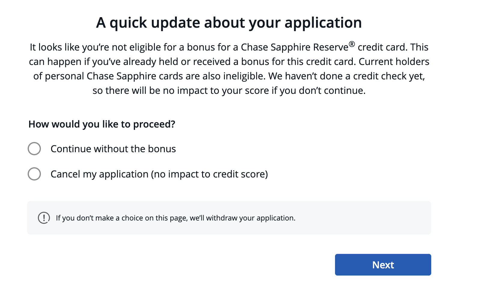 Chase 引入了弹窗机制提前告知无开卡奖励- 美国信用卡指南