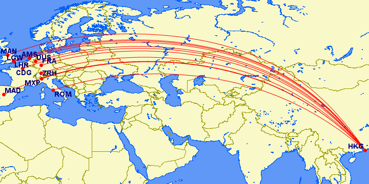 cathay europe routes